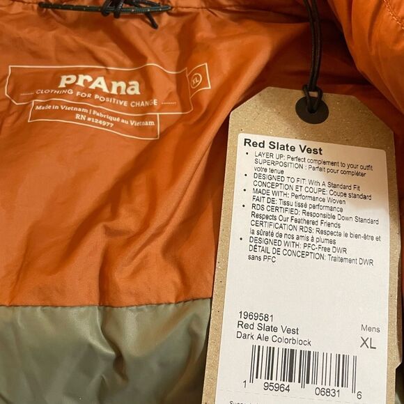 PRANA MENS RED SLATE VEST, MED - Picture 8 of 8